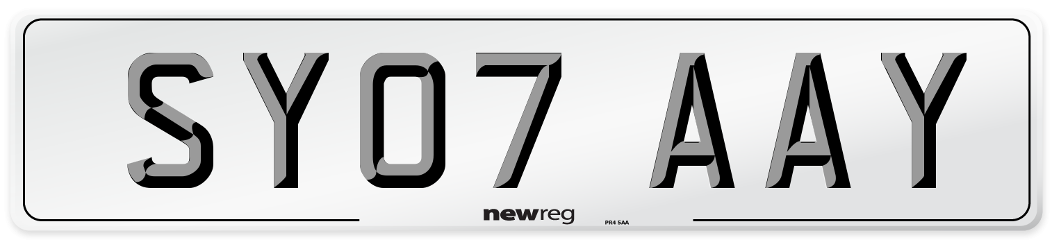 SY07 AAY Number Plate from New Reg